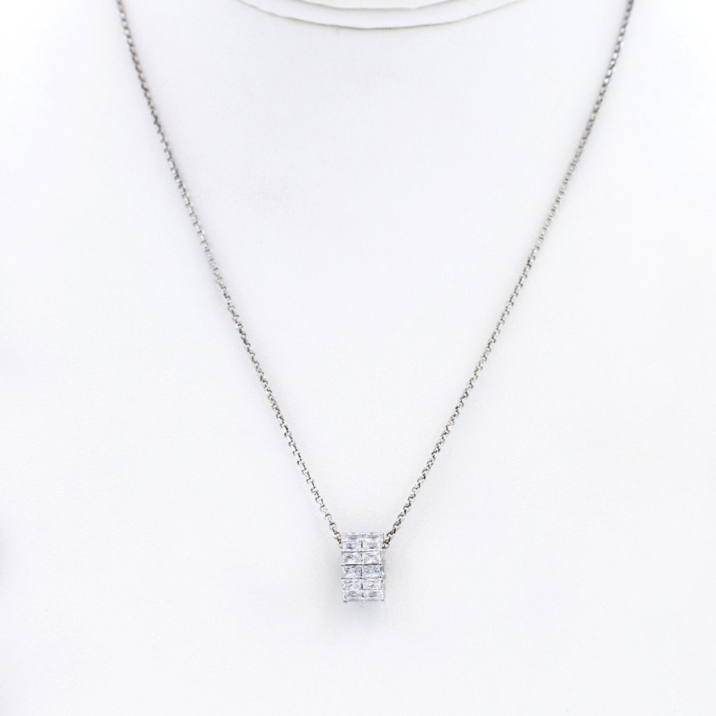 Amp Monaco Eclat Double Row Ring Pendant Adjustable Necklace